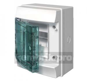 Щит распределительный навесной ЩРн-П-4 пластиковый прозрачная дверь IP65 серый GWT 750 градусов Mistral65