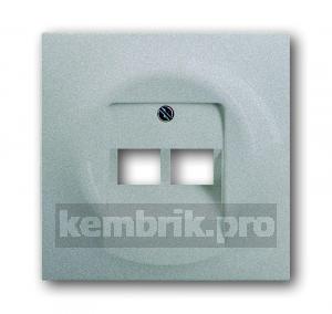 IMPULS Накладка для двойной телефонной и компьютерной розетки (для механизмов 0214/0215/0217) серебристый металлик