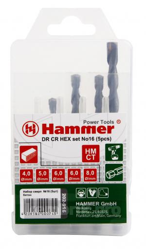 Набор сверл Hammer No16 hex (5шт.) 4-8мм