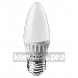 Лампа светодиодная LED 8вт E27 теплый матовая свеча ОНЛАЙТ